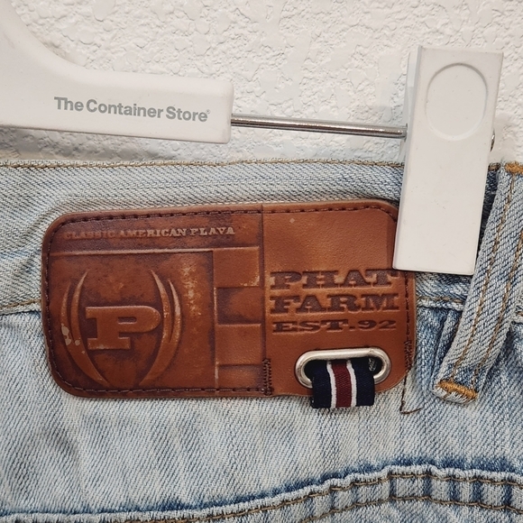 PHAT Farm Y2K Baggy Wide Pipe Leg Skater Light Blue Denim Mens Jeans 34x33 - Picture 10 of 13